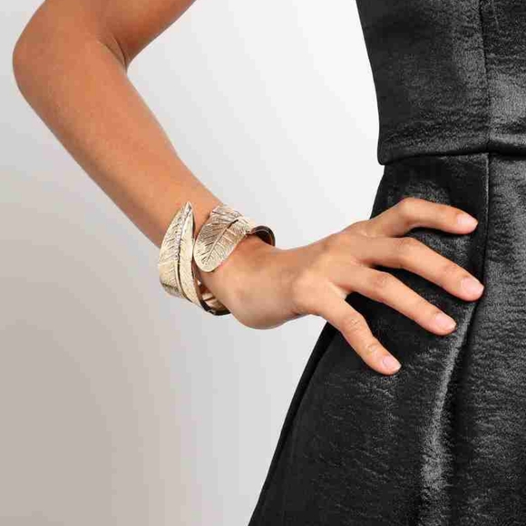 Golden Leaf Cuff Bangle - Picture 10 of 10